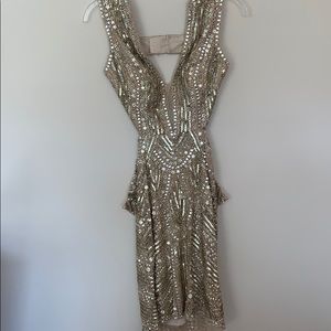 Gold Sherri Hill beaded homecoming